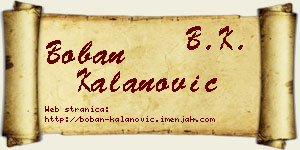 Boban Kalanović vizit kartica